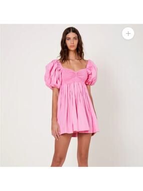 SWF Puff sleeve babydoll‎ dress pink floss sz XS